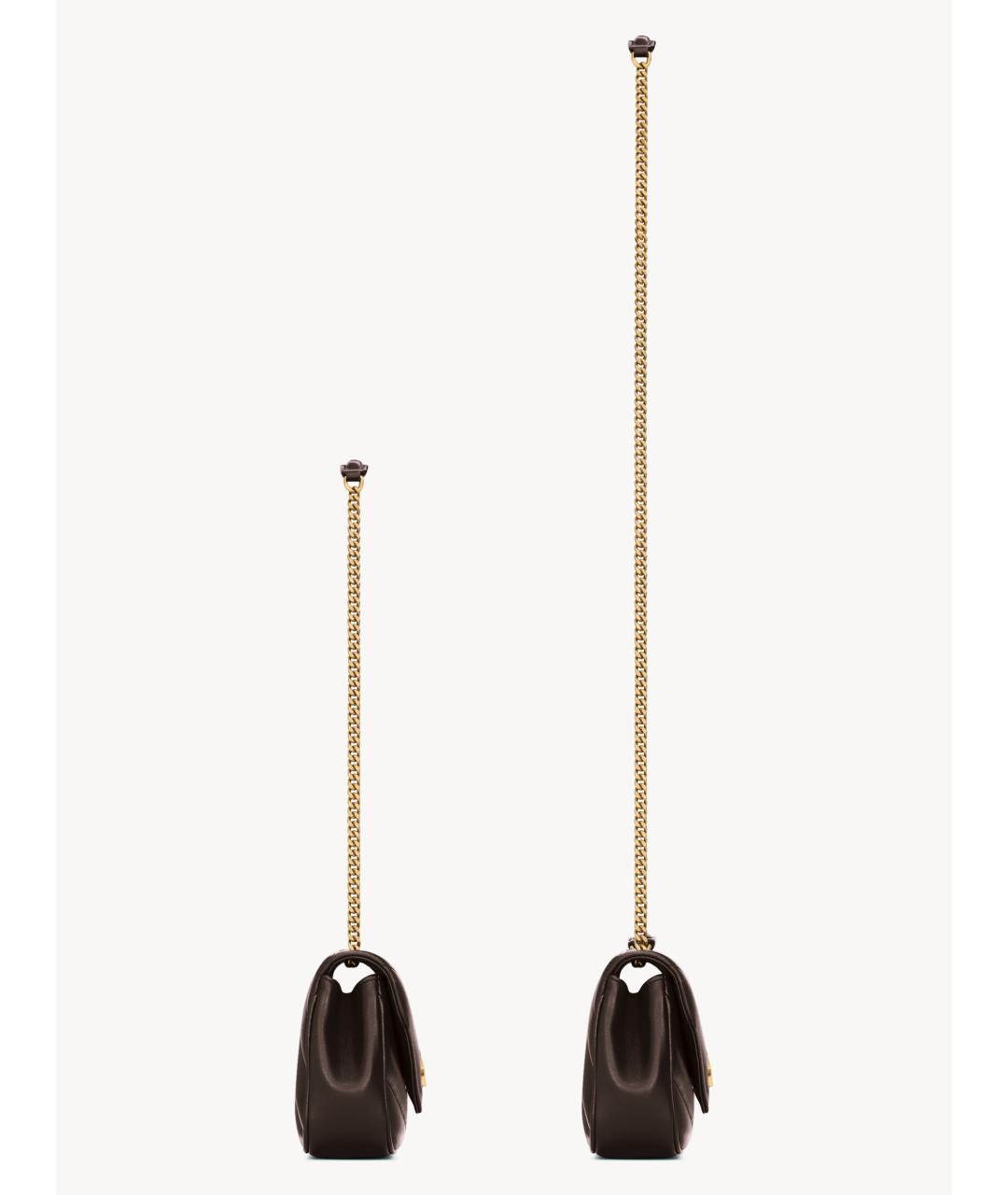 SAINT LAURENT Коричневая кожаная сумка через плечо, фото 4