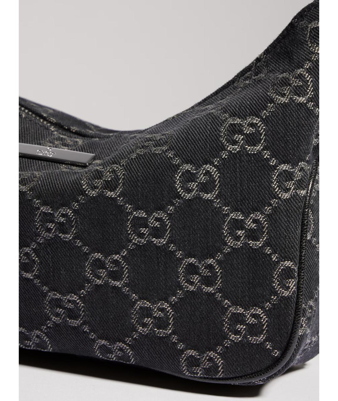 GUCCI Черная сумка через плечо из канвы, фото 6