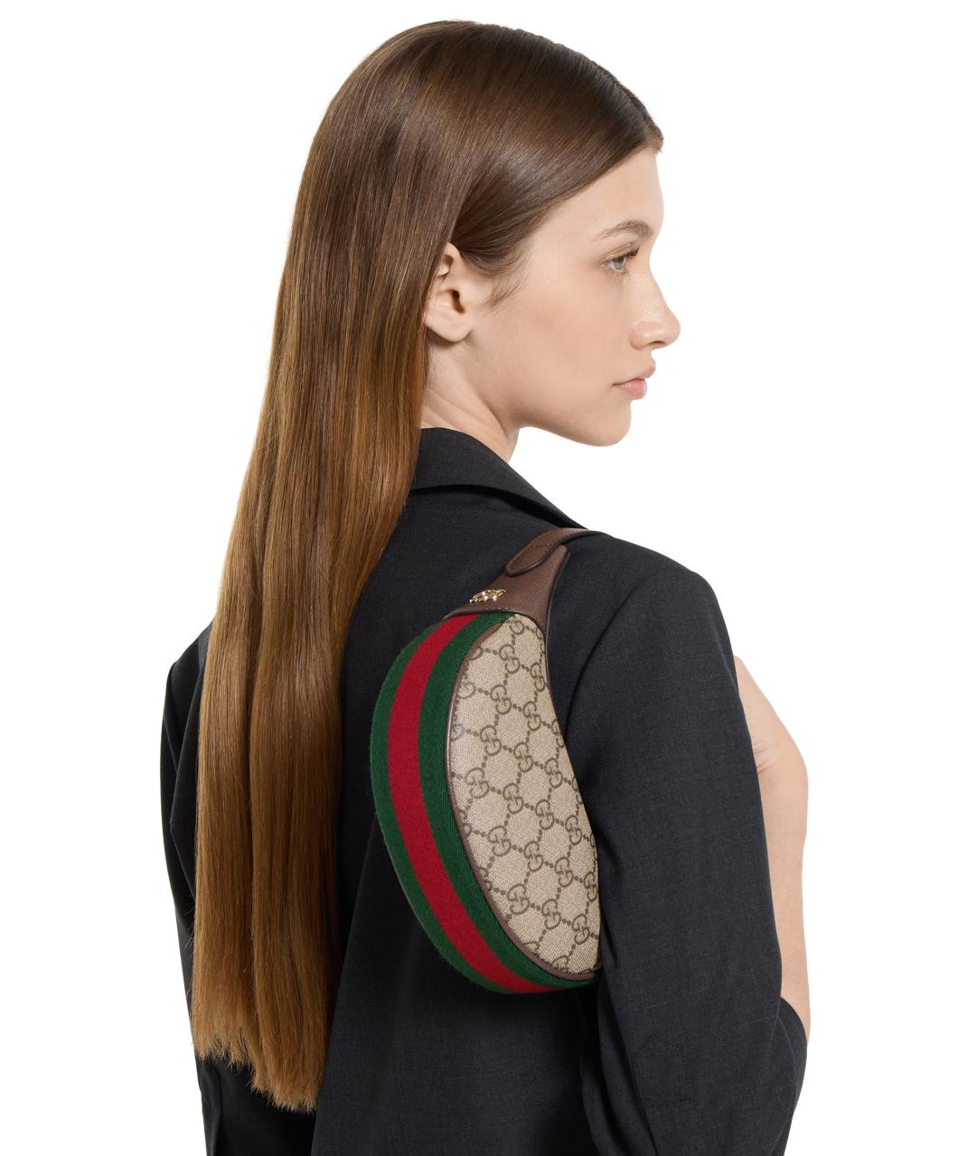 GUCCI Бежевая сумка с короткими ручками из канвы, фото 2