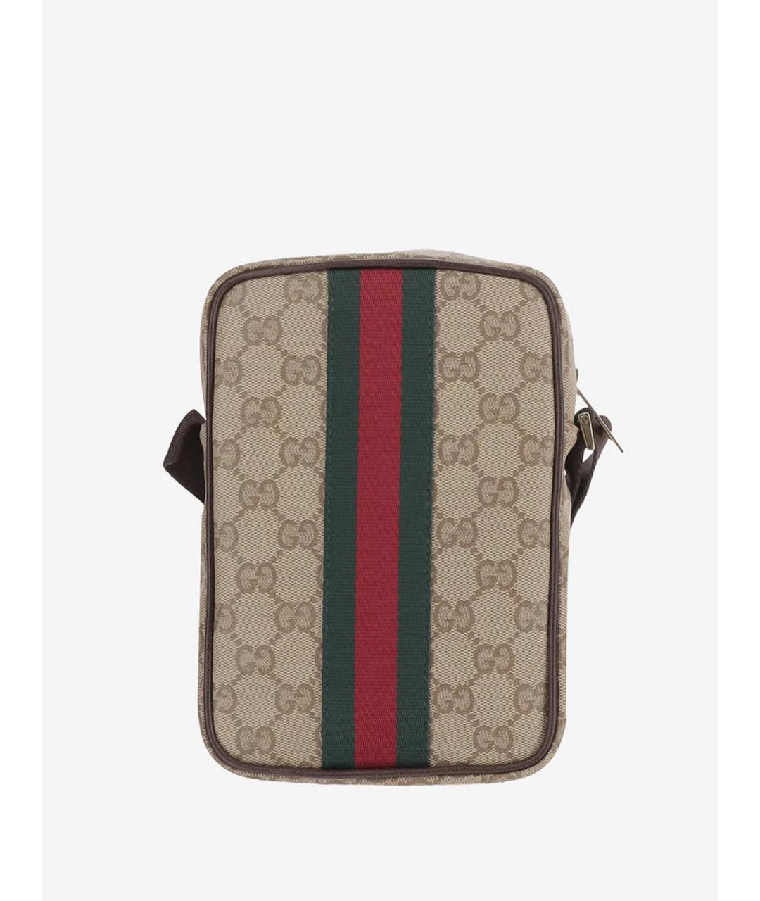 GUCCI Бежевая сумка на плечо из канвы, фото 3