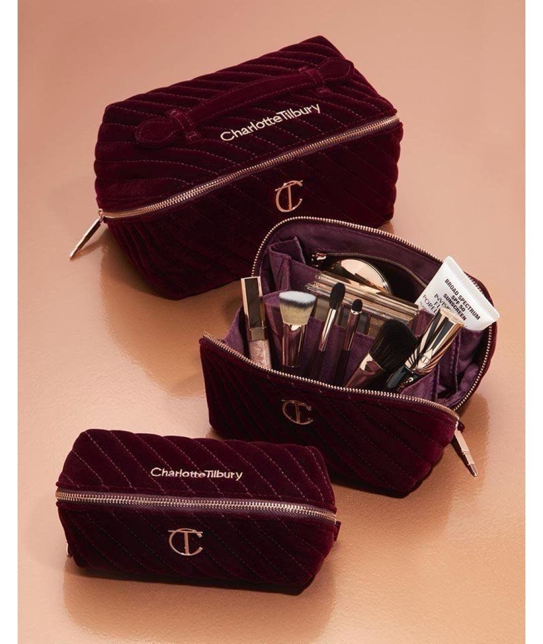 CHARLOTTE TILBURY Бордовая бархатная косметичка, фото 3