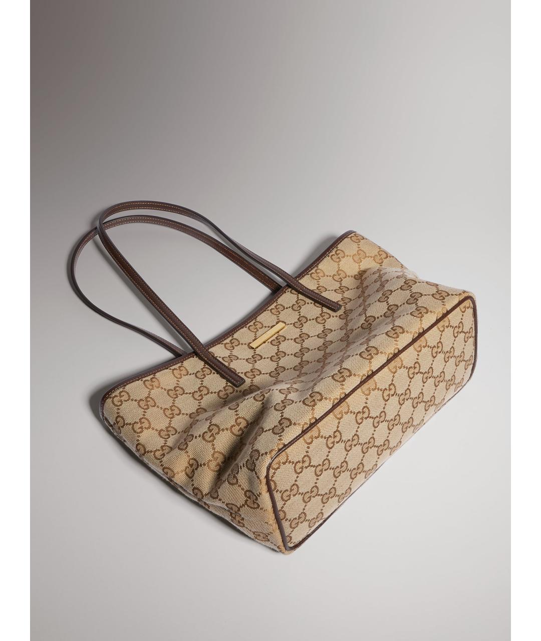 GUCCI Бежевая сумка тоут из канвы, фото 8
