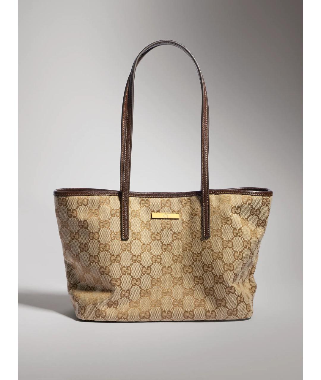 GUCCI Бежевая сумка тоут из канвы, фото 4