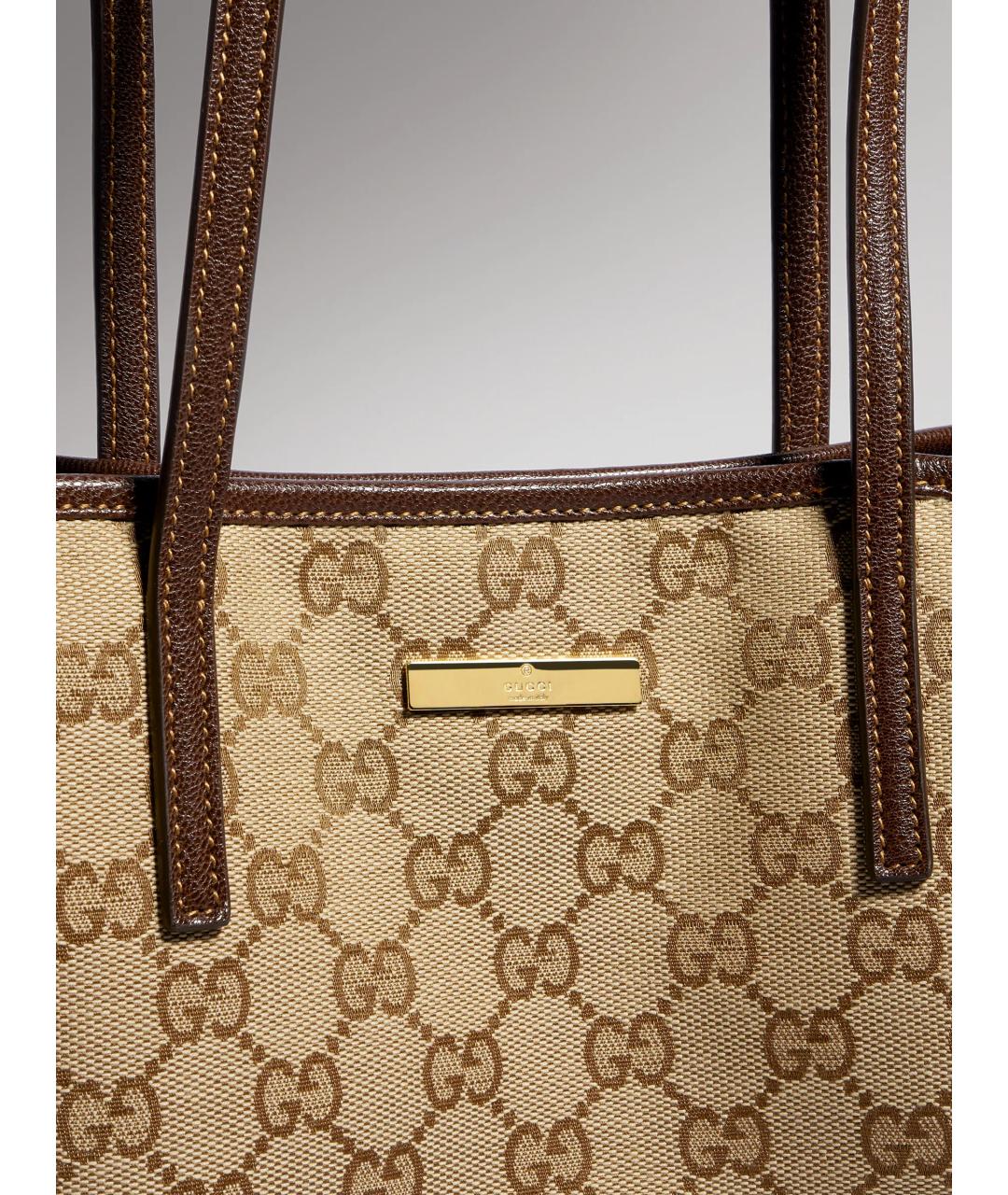 GUCCI Бежевая сумка тоут из канвы, фото 6
