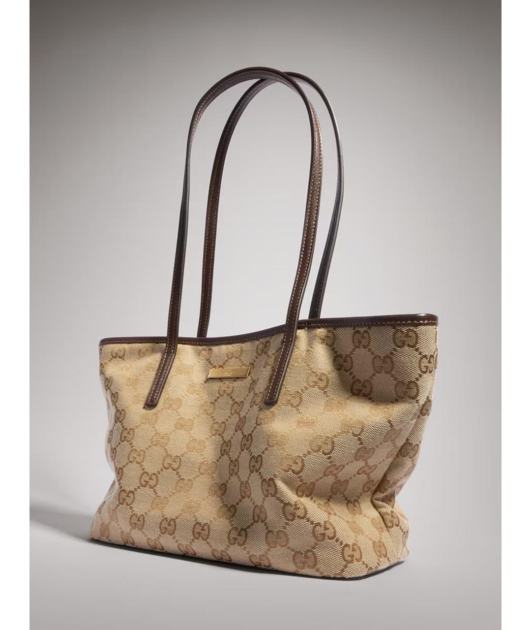 GUCCI Бежевая сумка тоут из канвы, фото 9