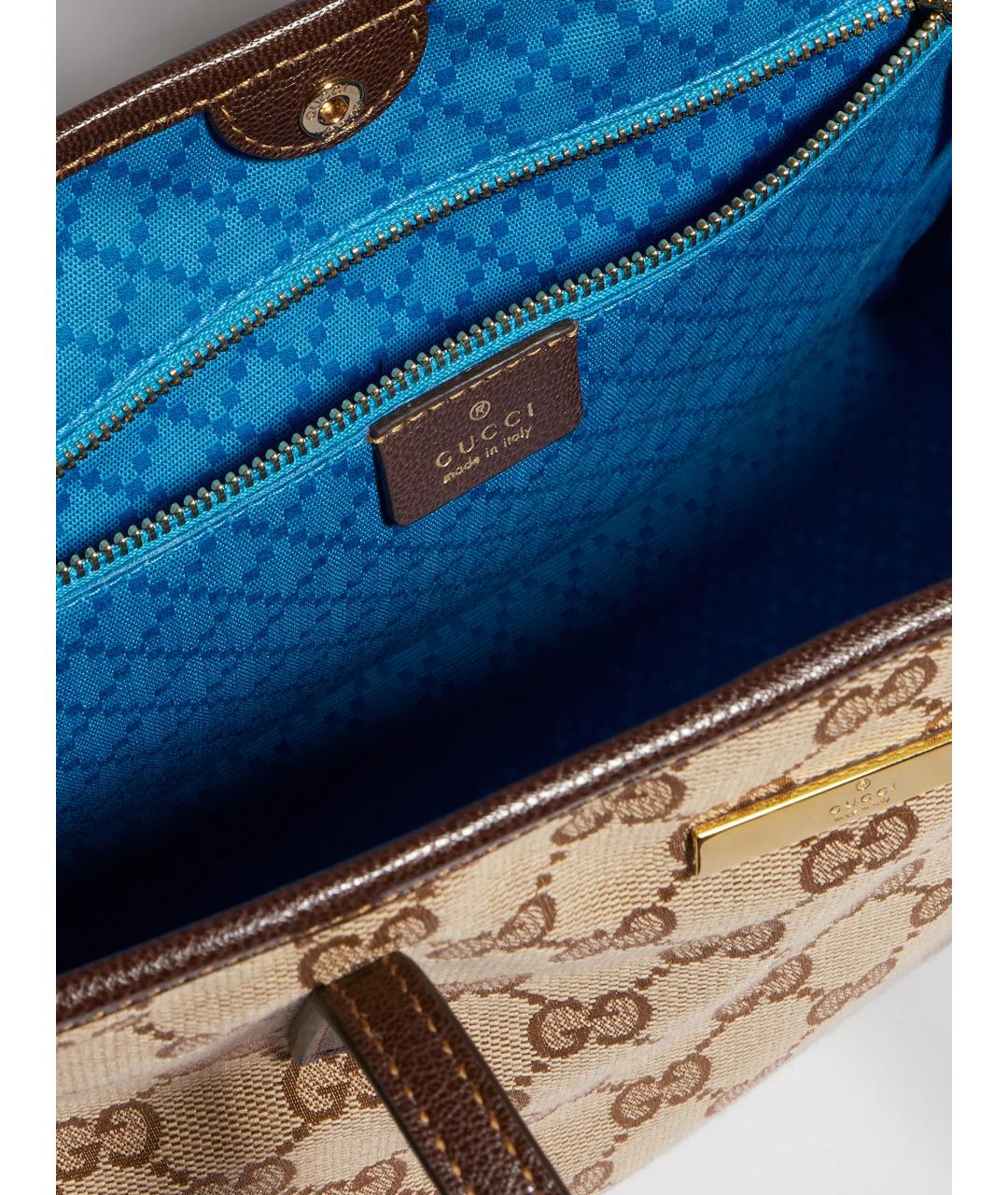 GUCCI Бежевая сумка тоут из канвы, фото 7
