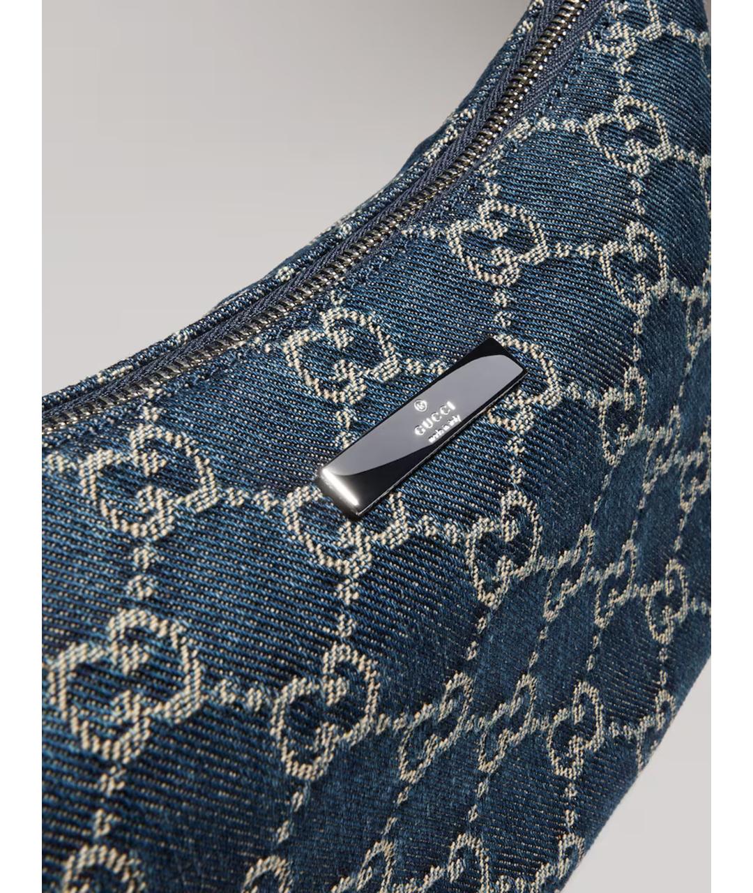 GUCCI Синяя сумка через плечо из канвы, фото 6
