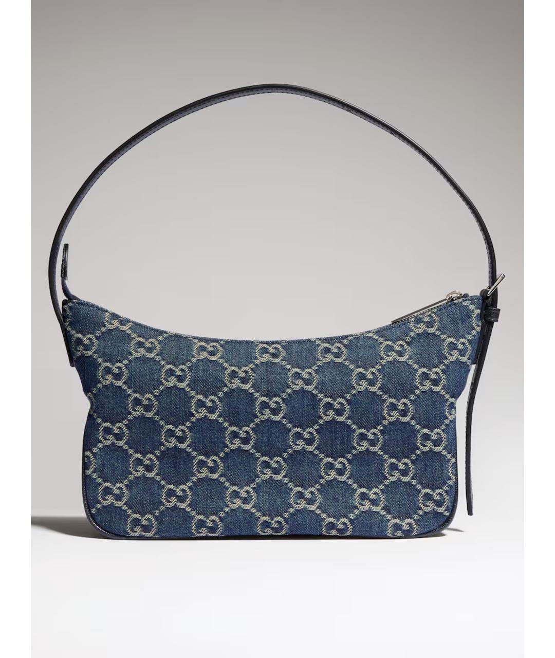 GUCCI Синяя сумка через плечо из канвы, фото 7