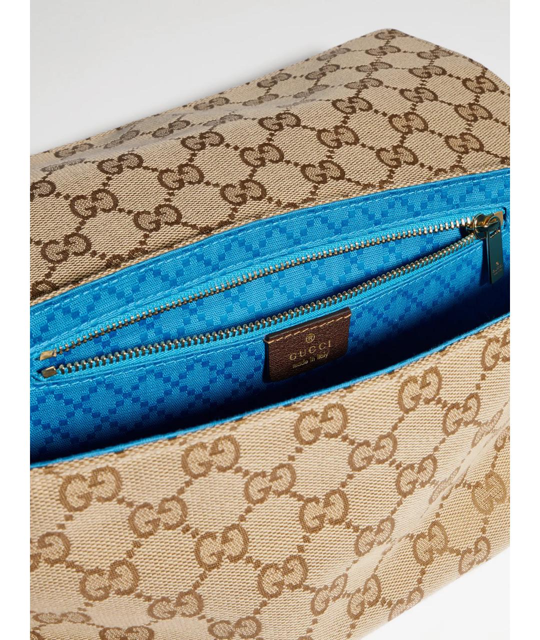 GUCCI Бежевая сумка через плечо из канвы, фото 6