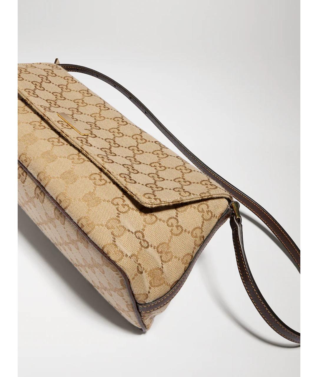 GUCCI Бежевая сумка через плечо из канвы, фото 7