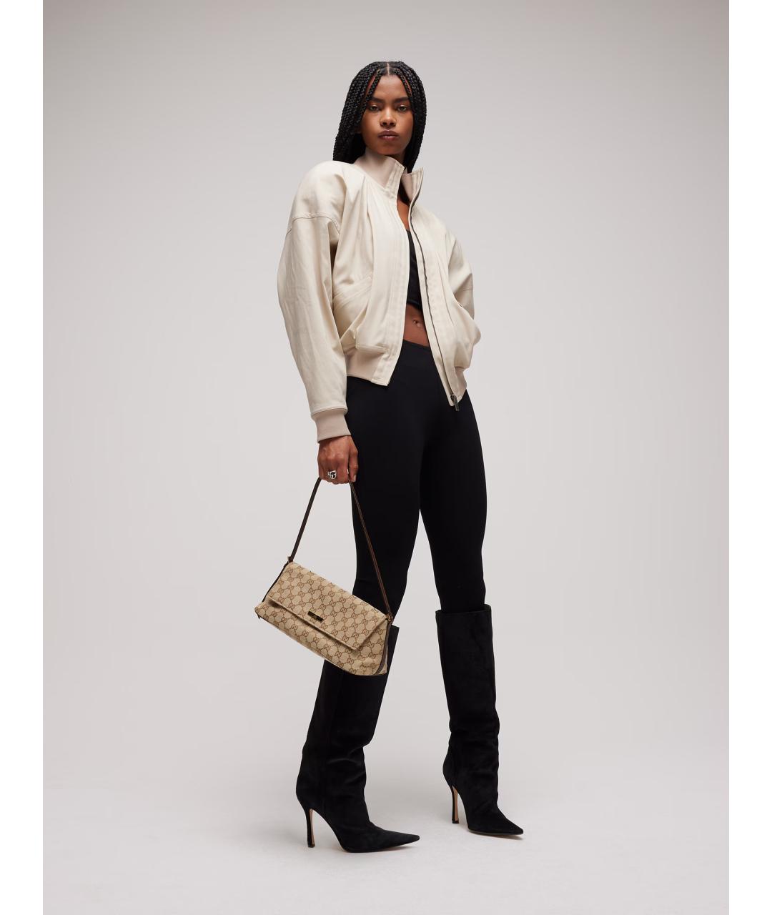 GUCCI Бежевая сумка через плечо из канвы, фото 3