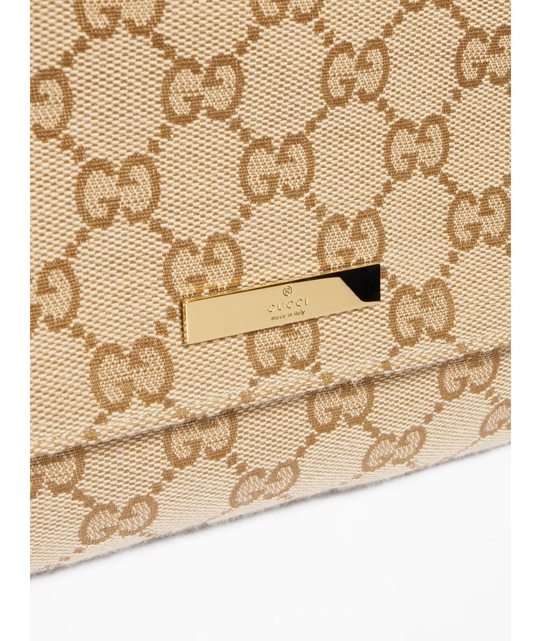 GUCCI Бежевая сумка через плечо из канвы, фото 5