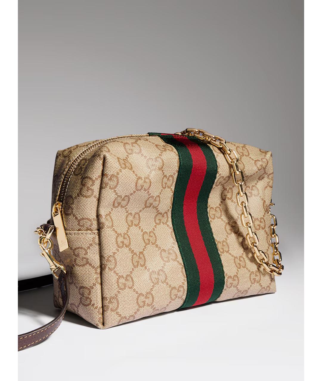 GUCCI Бежевая сумка через плечо из канвы, фото 4