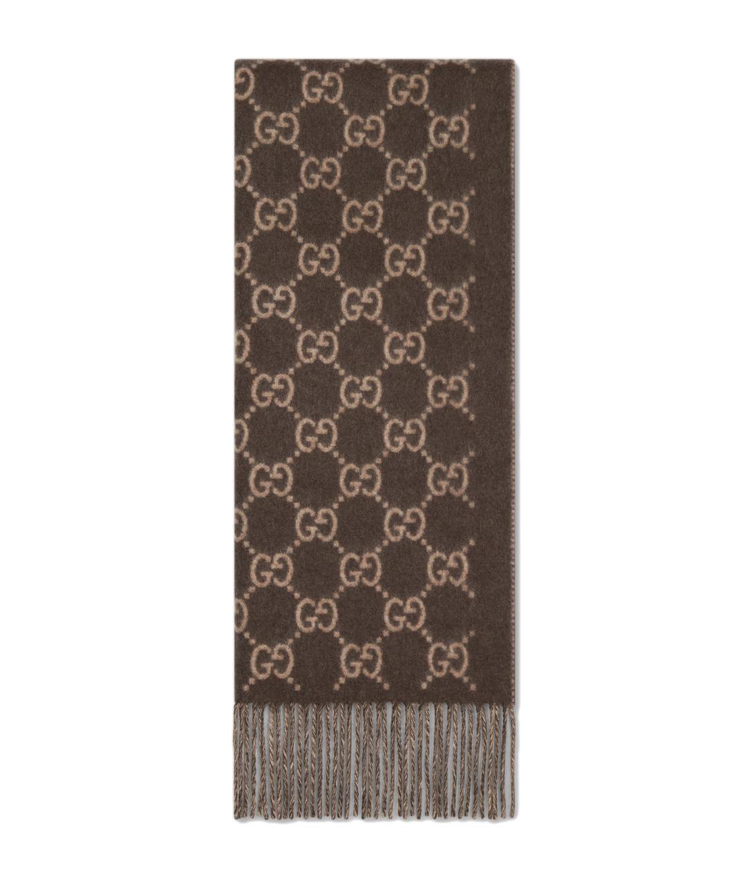 GUCCI Коричневый кашемировый шарф, фото 1