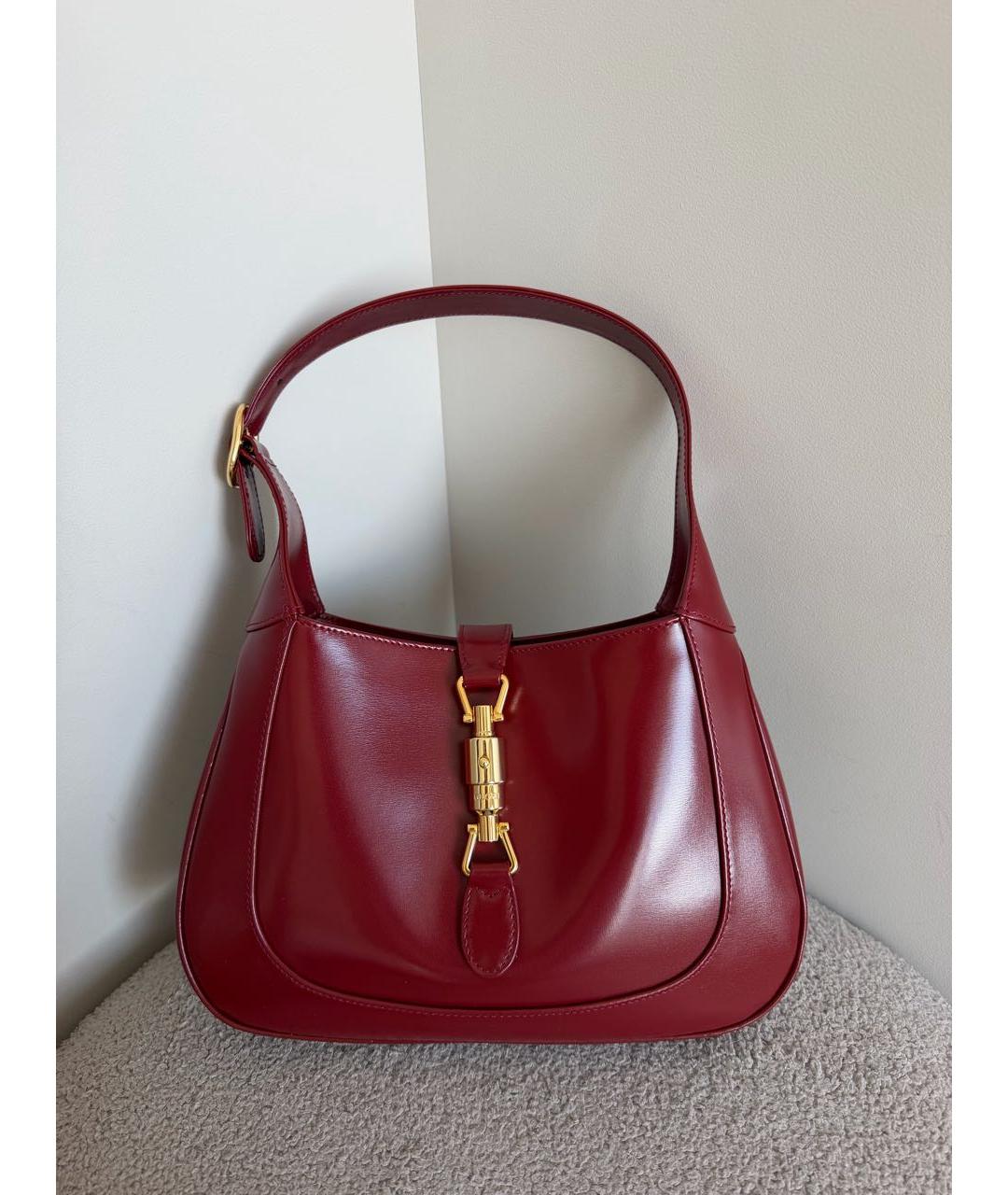 GUCCI Бордовая кожаная сумка с короткими ручками, фото 3