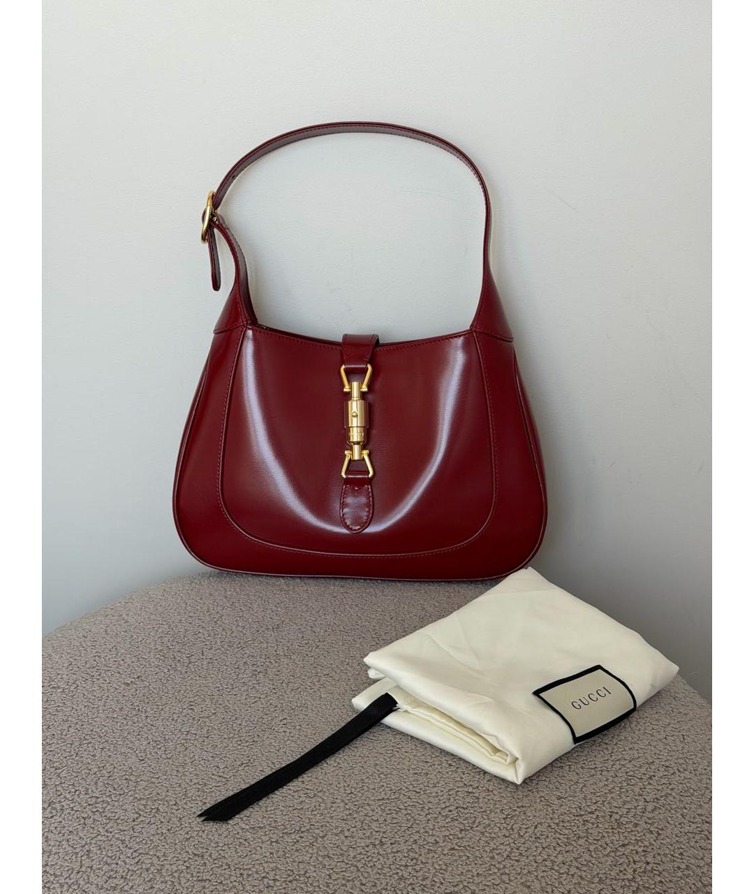 GUCCI Бордовая кожаная сумка с короткими ручками, фото 2