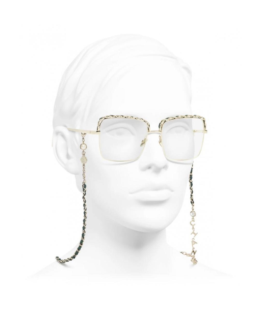 CHANEL Золотые металлические солнцезащитные очки, фото 3
