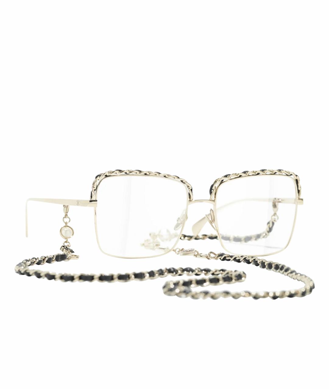CHANEL Золотые металлические солнцезащитные очки, фото 1