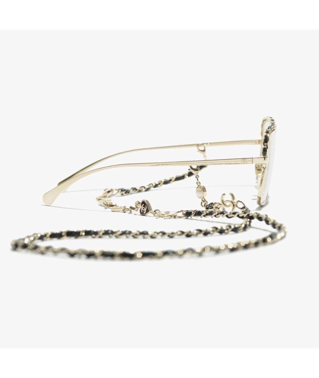 CHANEL Золотые металлические солнцезащитные очки, фото 4