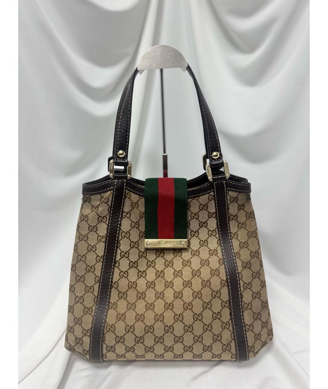 GUCCI Коричневая кожаная сумка с короткими ручками, фото 5