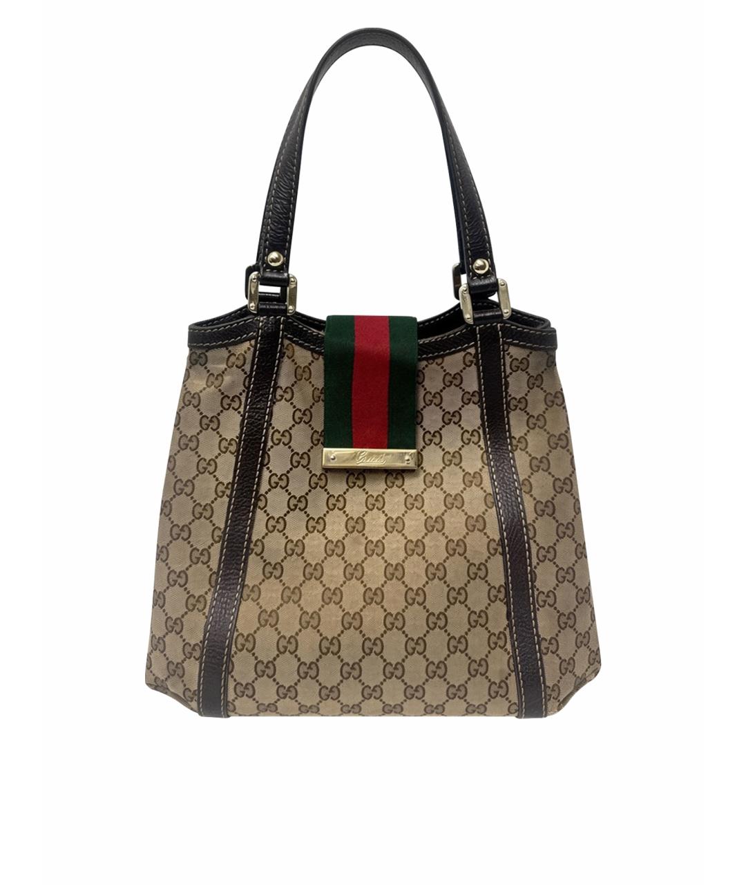 GUCCI Коричневая кожаная сумка с короткими ручками, фото 1