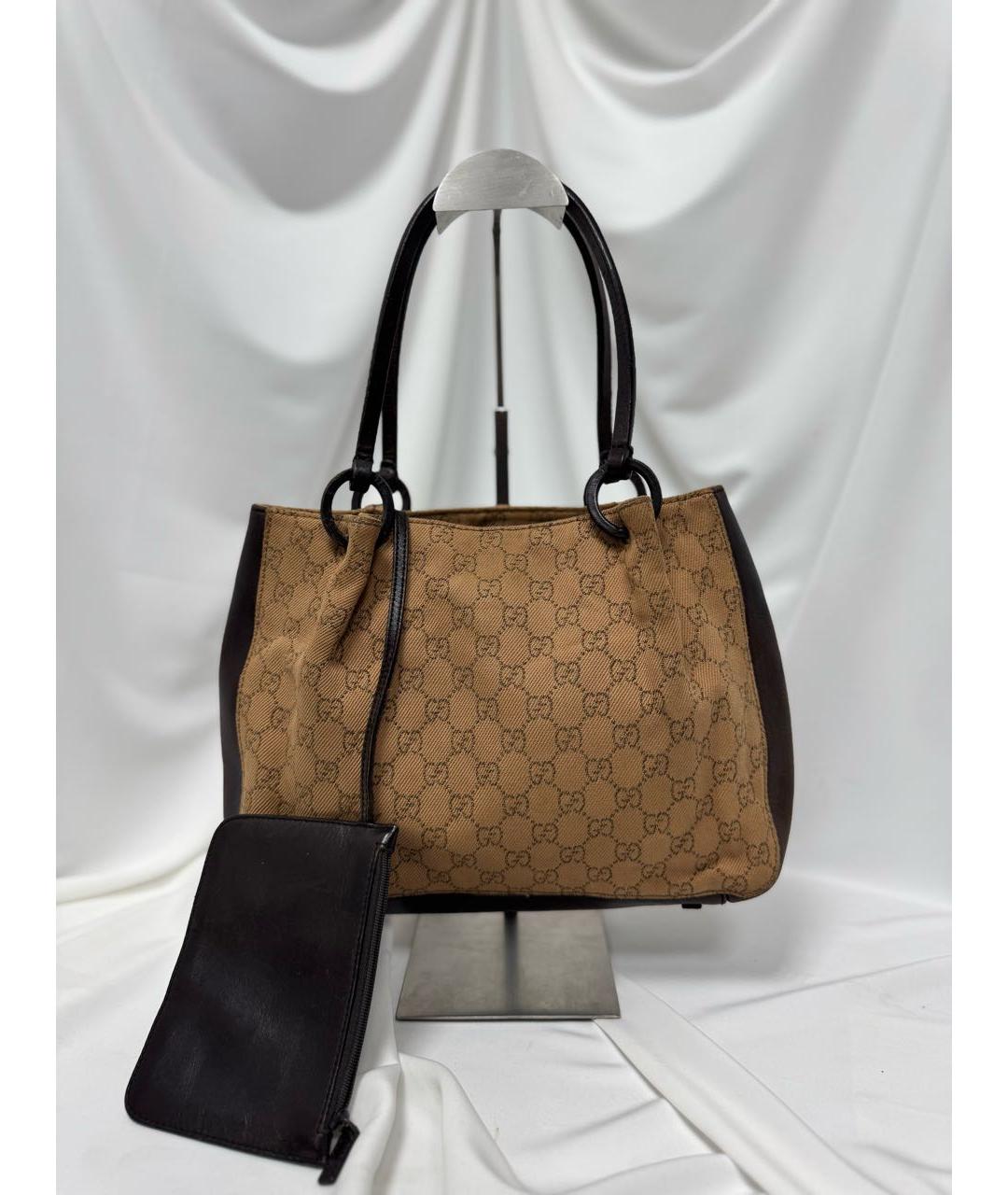GUCCI Коричневая кожаная сумка с короткими ручками, фото 2