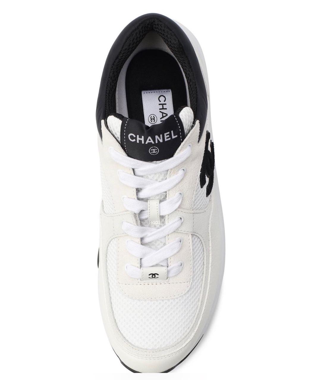 CHANEL Белые кожаные кроссовки, фото 4