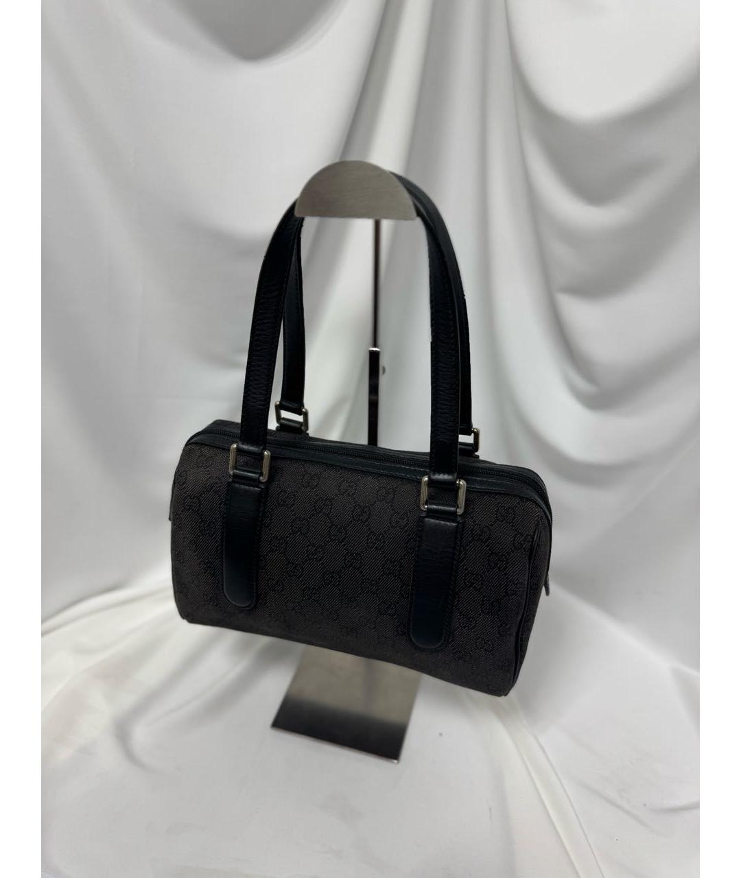 GUCCI Антрацитовая кожаная сумка с короткими ручками, фото 2