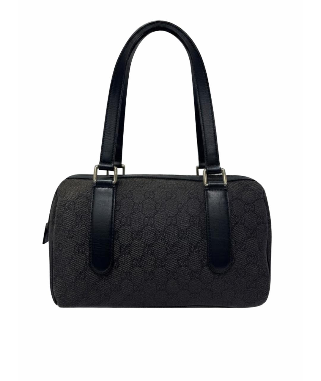 GUCCI Антрацитовая кожаная сумка с короткими ручками, фото 1
