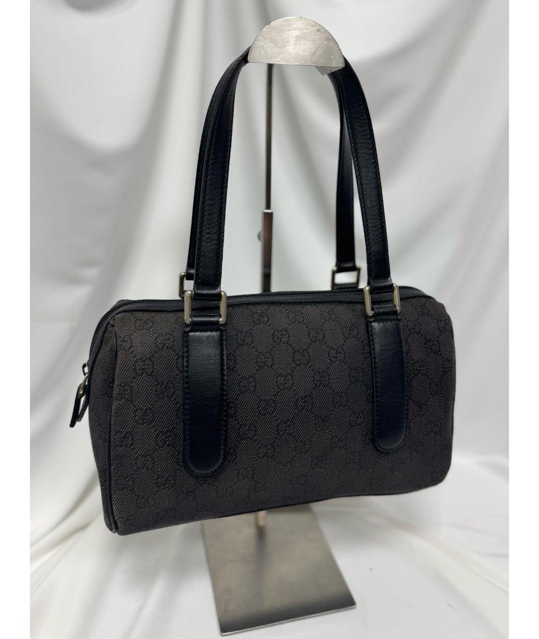 GUCCI Антрацитовая кожаная сумка с короткими ручками, фото 4