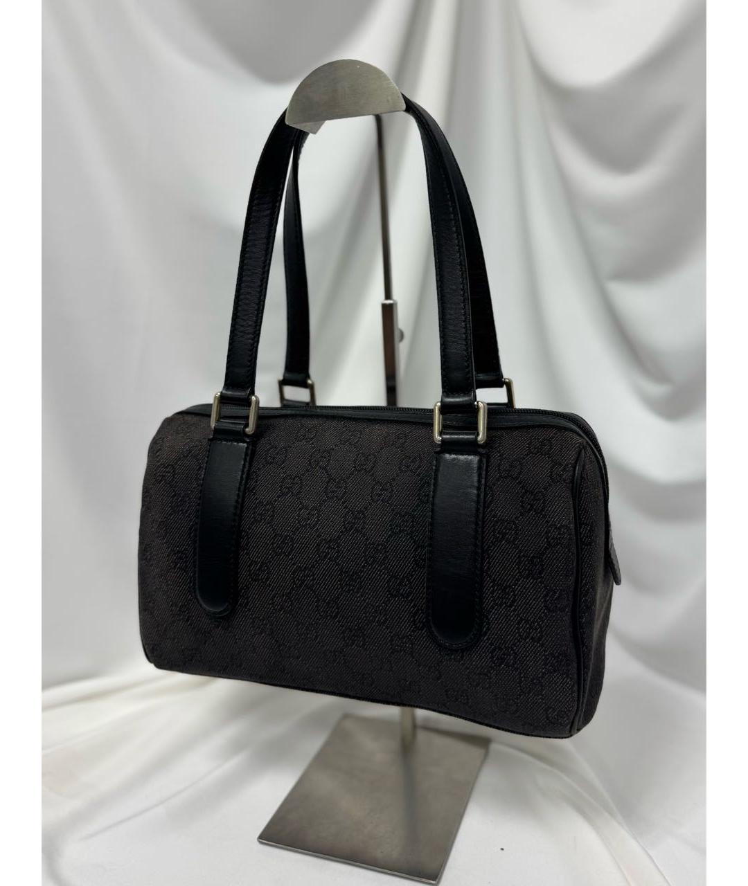 GUCCI Антрацитовая кожаная сумка с короткими ручками, фото 3