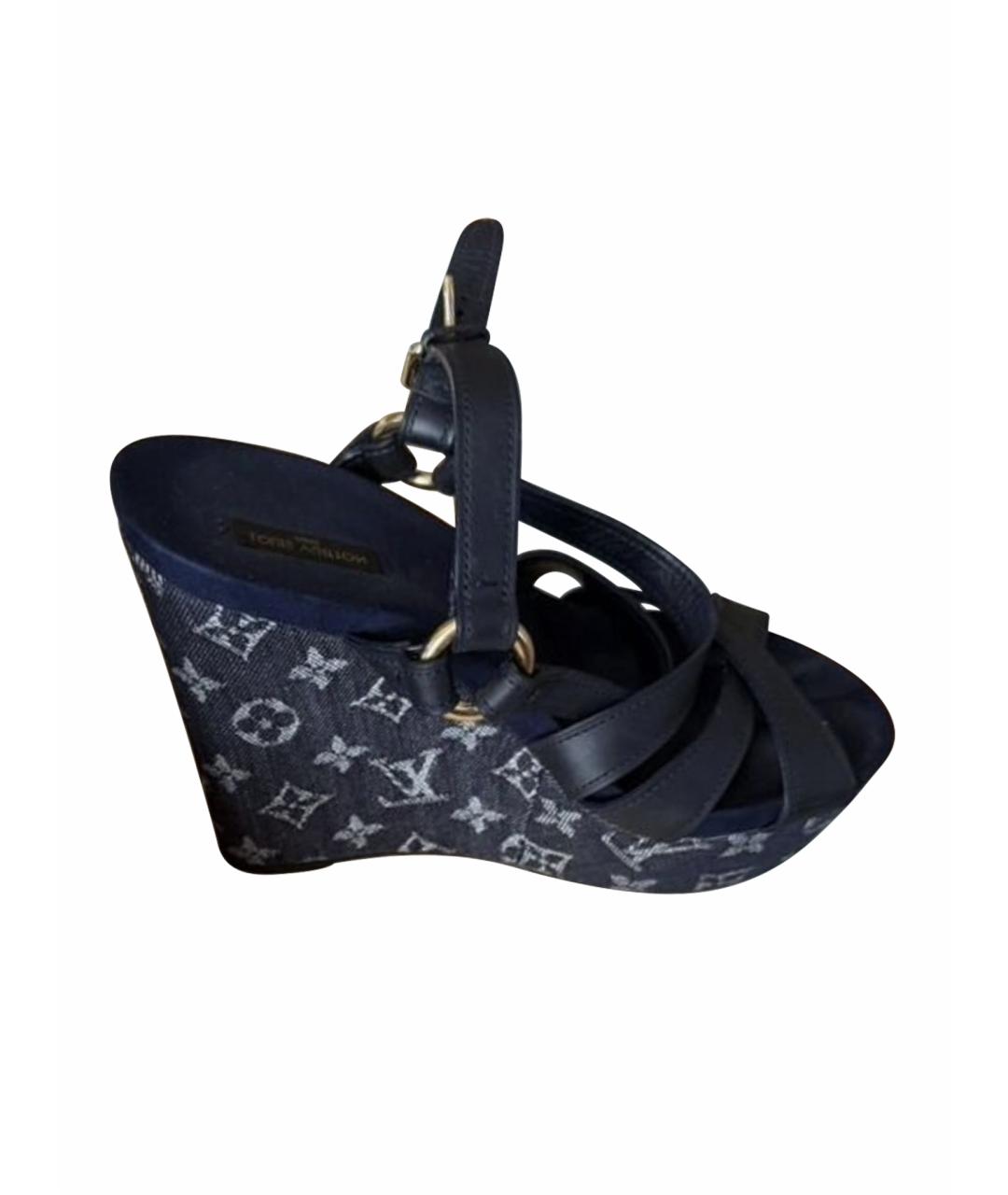 LOUIS VUITTON Синие кожаные сабо, фото 1