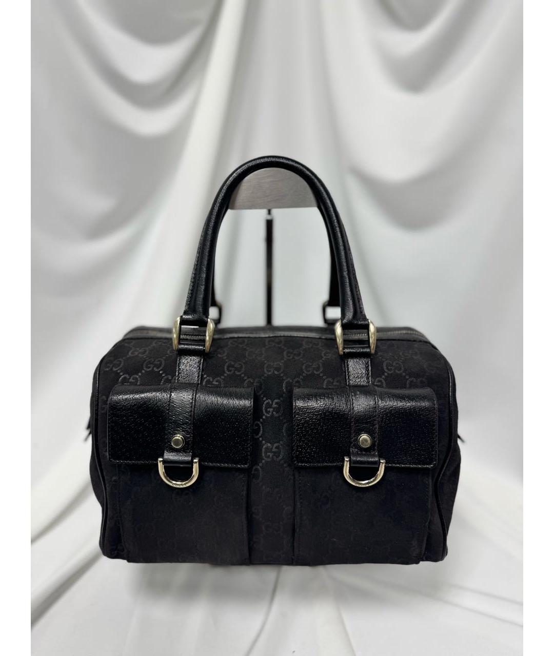 GUCCI Черная замшевая сумка с короткими ручками, фото 4