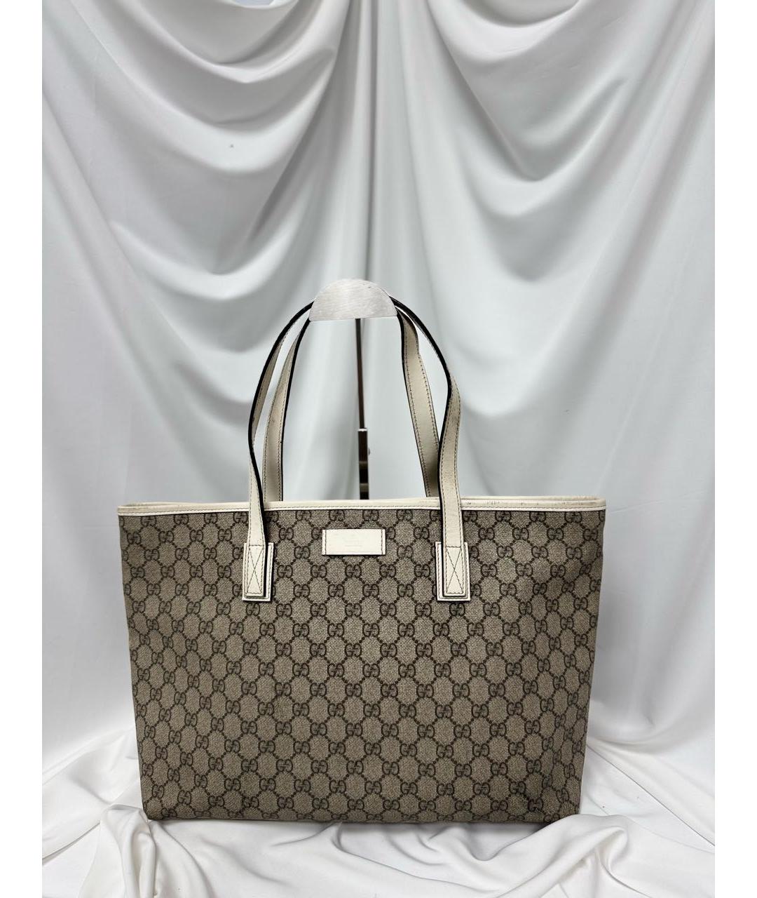 GUCCI Белая сумка с короткими ручками из канвы, фото 3