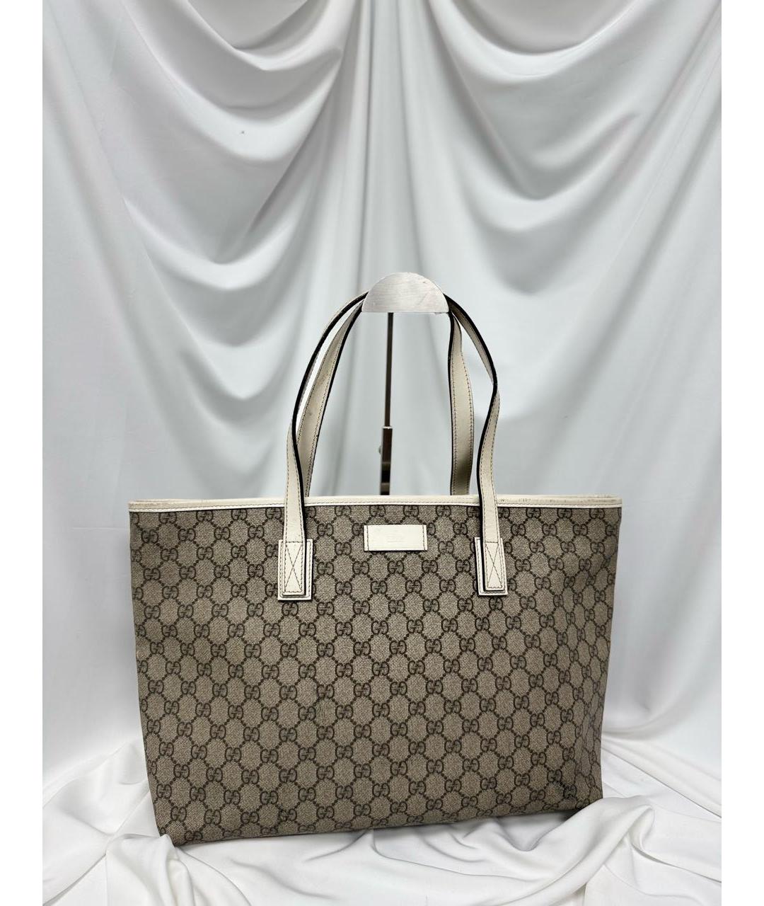 GUCCI Белая сумка с короткими ручками из канвы, фото 2