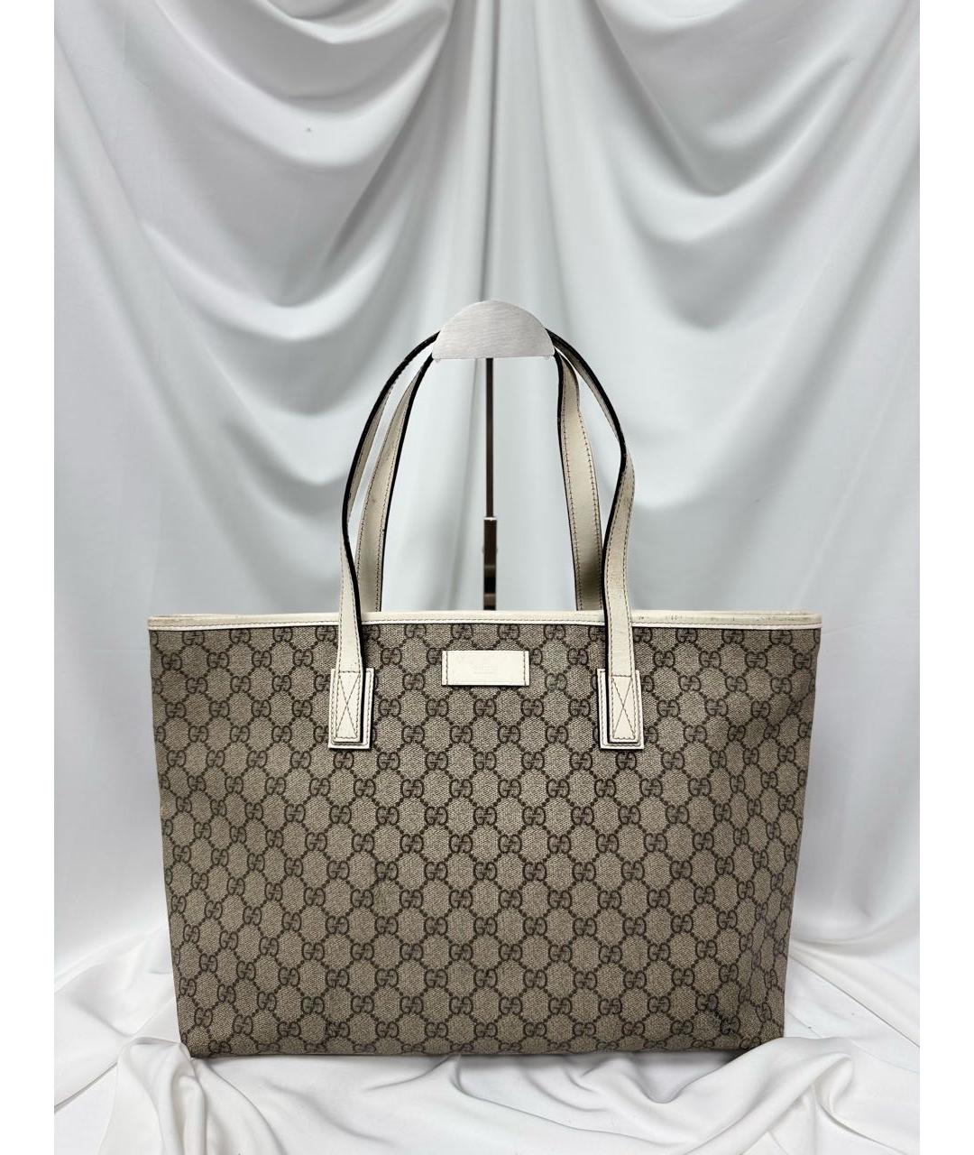 GUCCI Белая сумка с короткими ручками из канвы, фото 4