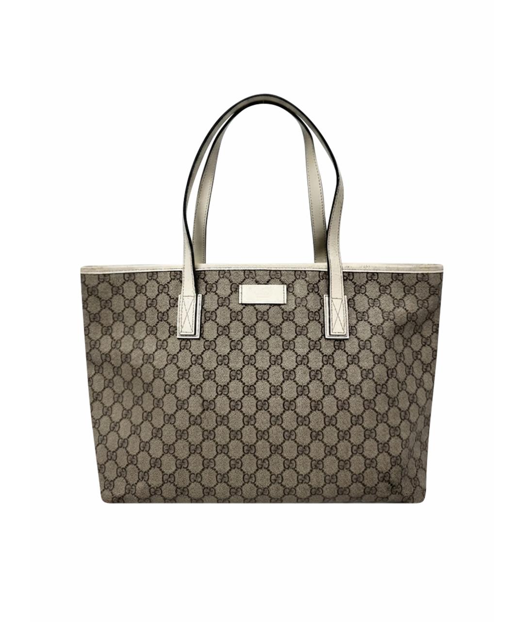 GUCCI Белая сумка с короткими ручками из канвы, фото 1