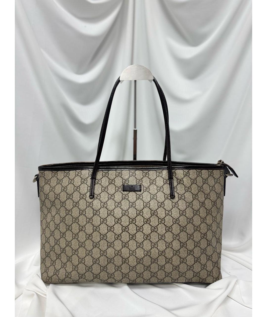 GUCCI Коричневая сумка с короткими ручками из канвы, фото 4