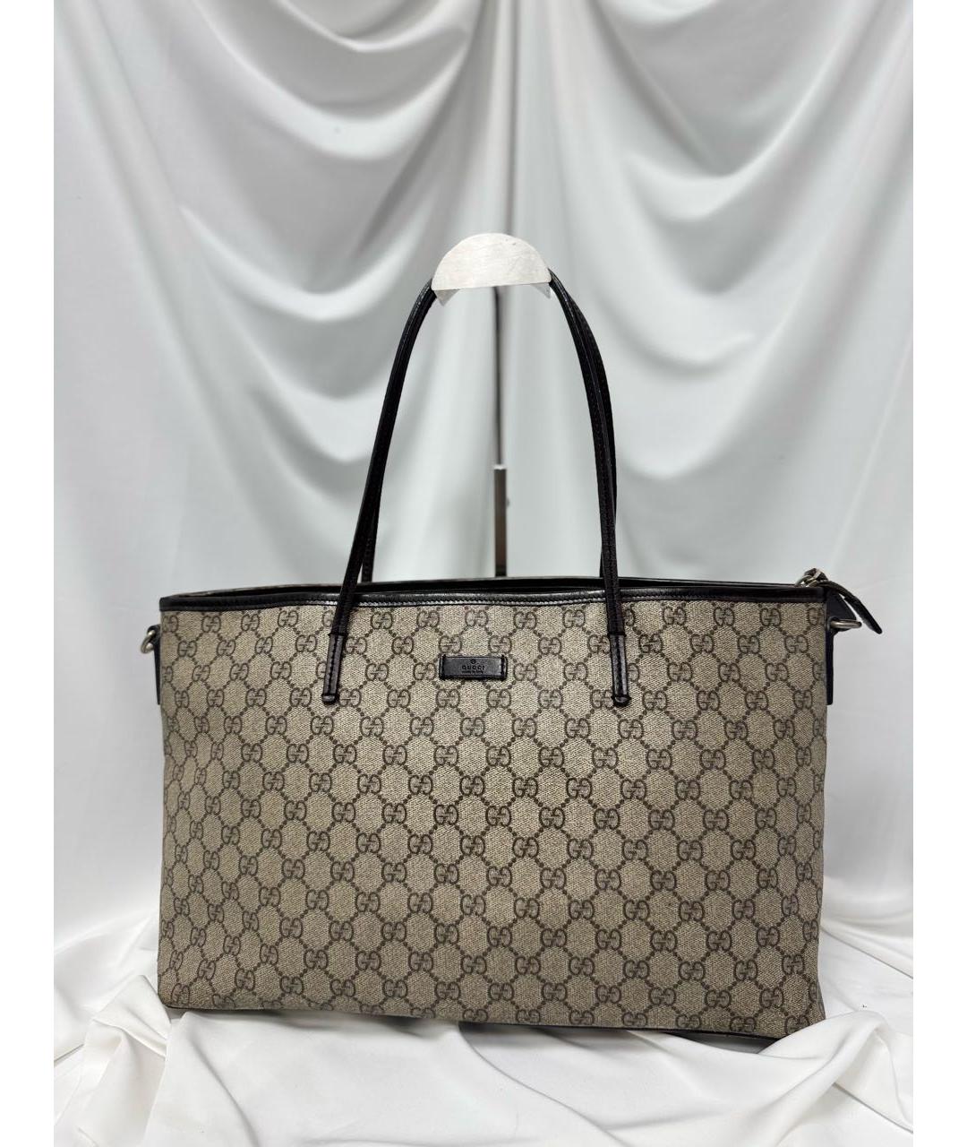 GUCCI Коричневая сумка с короткими ручками из канвы, фото 2