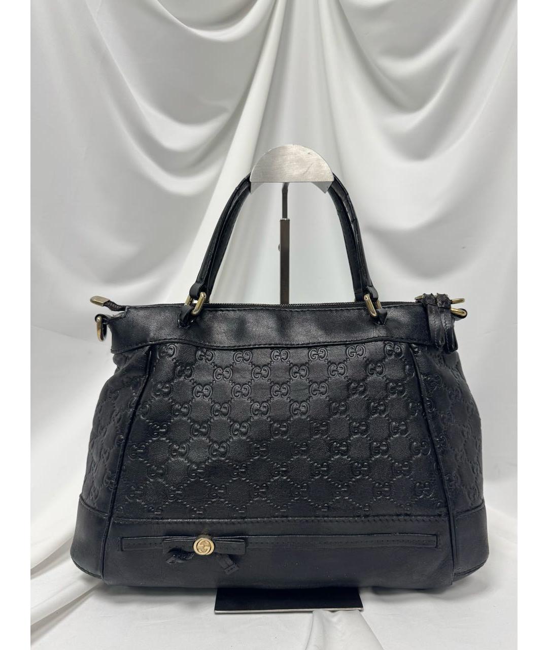 GUCCI Черная кожаная сумка с короткими ручками, фото 4