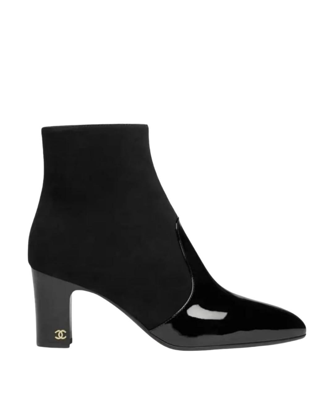 CHANEL Черные ботильоны из лакированной кожи, фото 1
