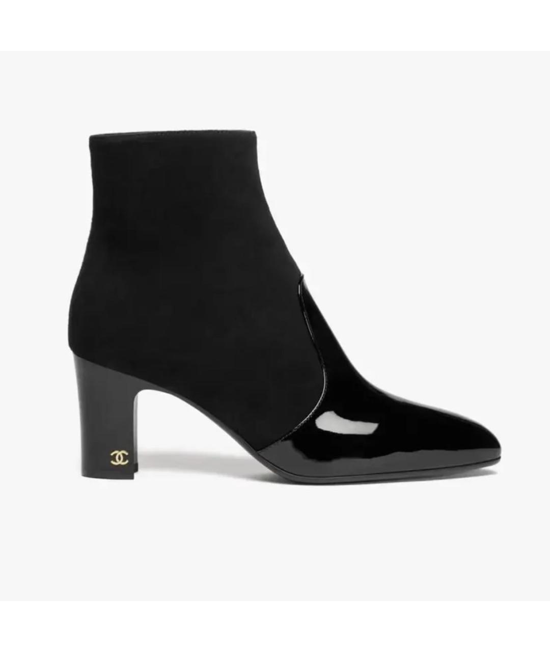 CHANEL Черные ботильоны из лакированной кожи, фото 2