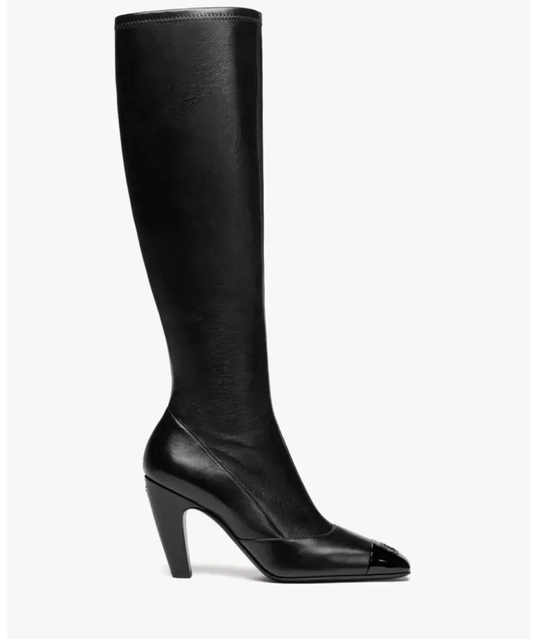 CHANEL Черные кожаные ботфорты, фото 4