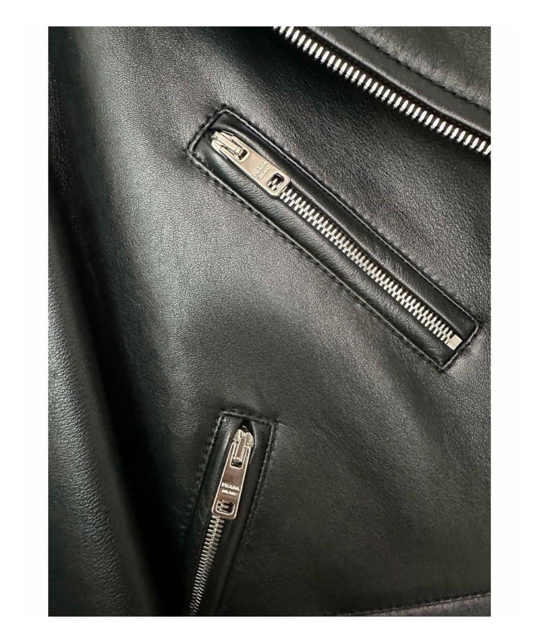 PRADA Черная кожаная куртка, фото 7