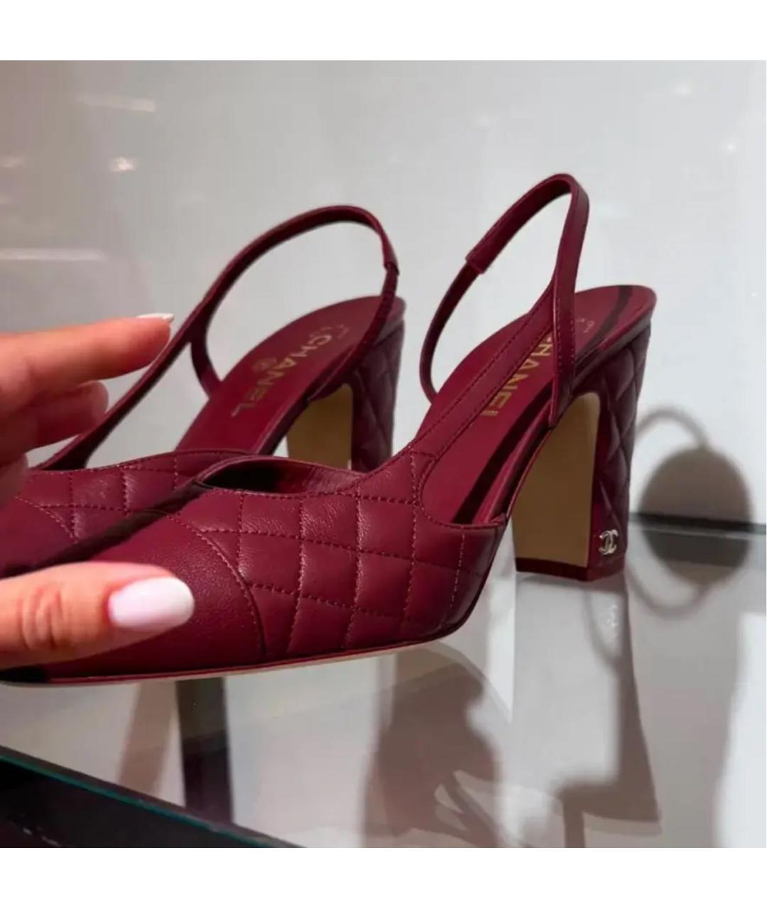 CHANEL Бордовые кожаные туфли, фото 2