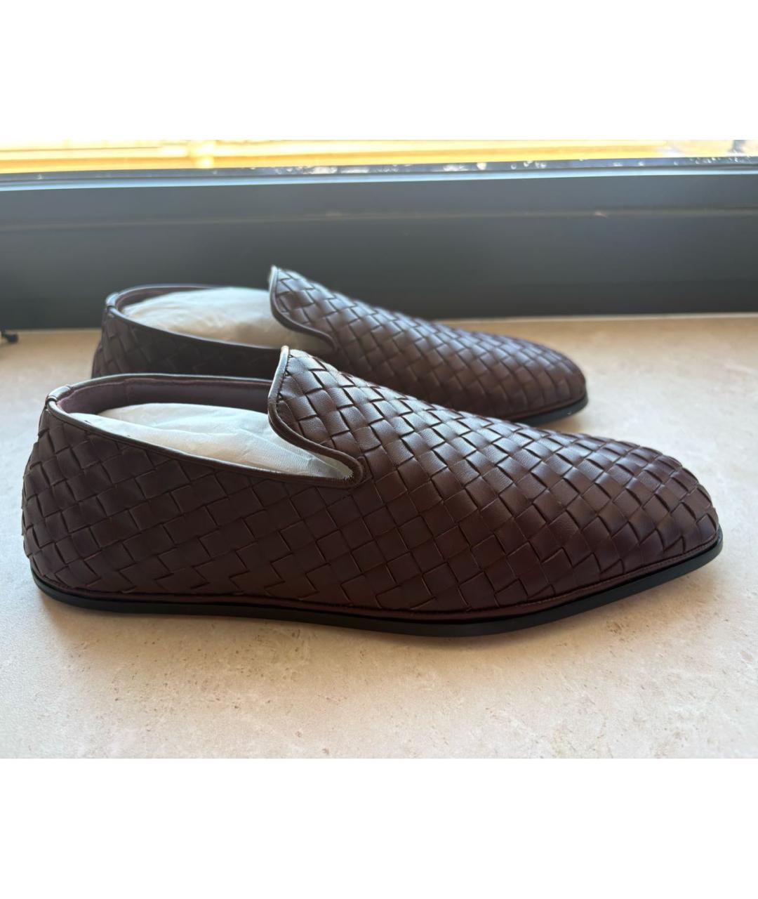 BOTTEGA VENETA Бордовые кожаные лоферы, фото 6