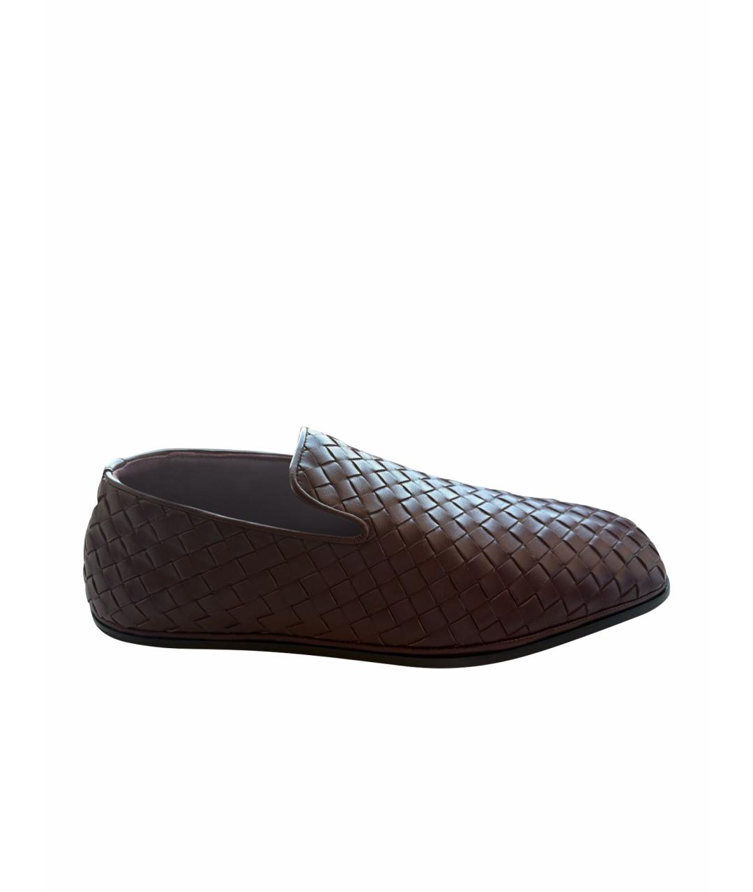 BOTTEGA VENETA Бордовые кожаные лоферы, фото 1