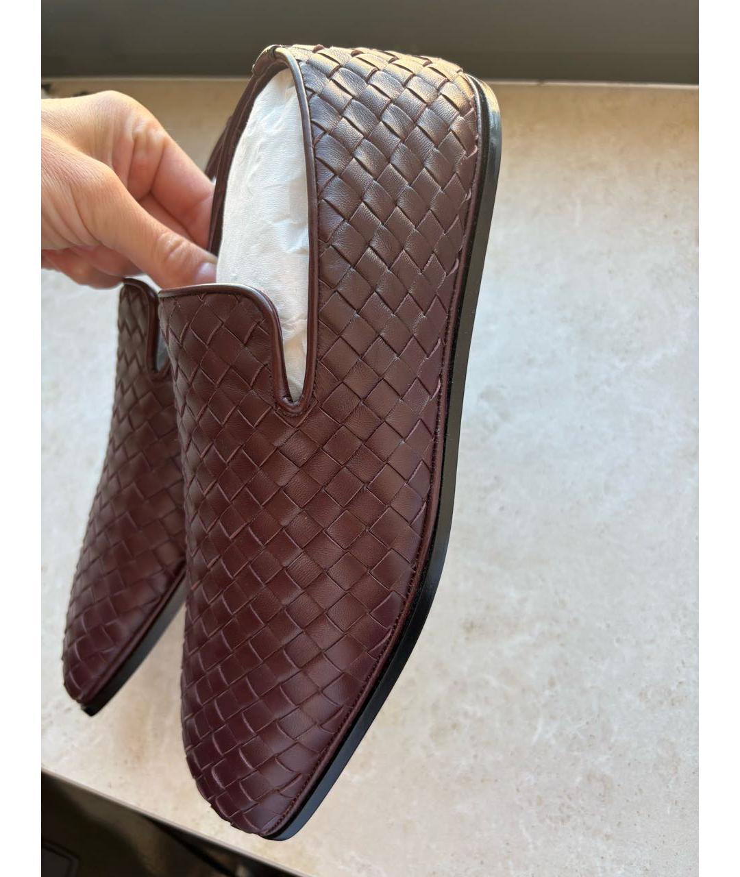 BOTTEGA VENETA Бордовые кожаные лоферы, фото 4