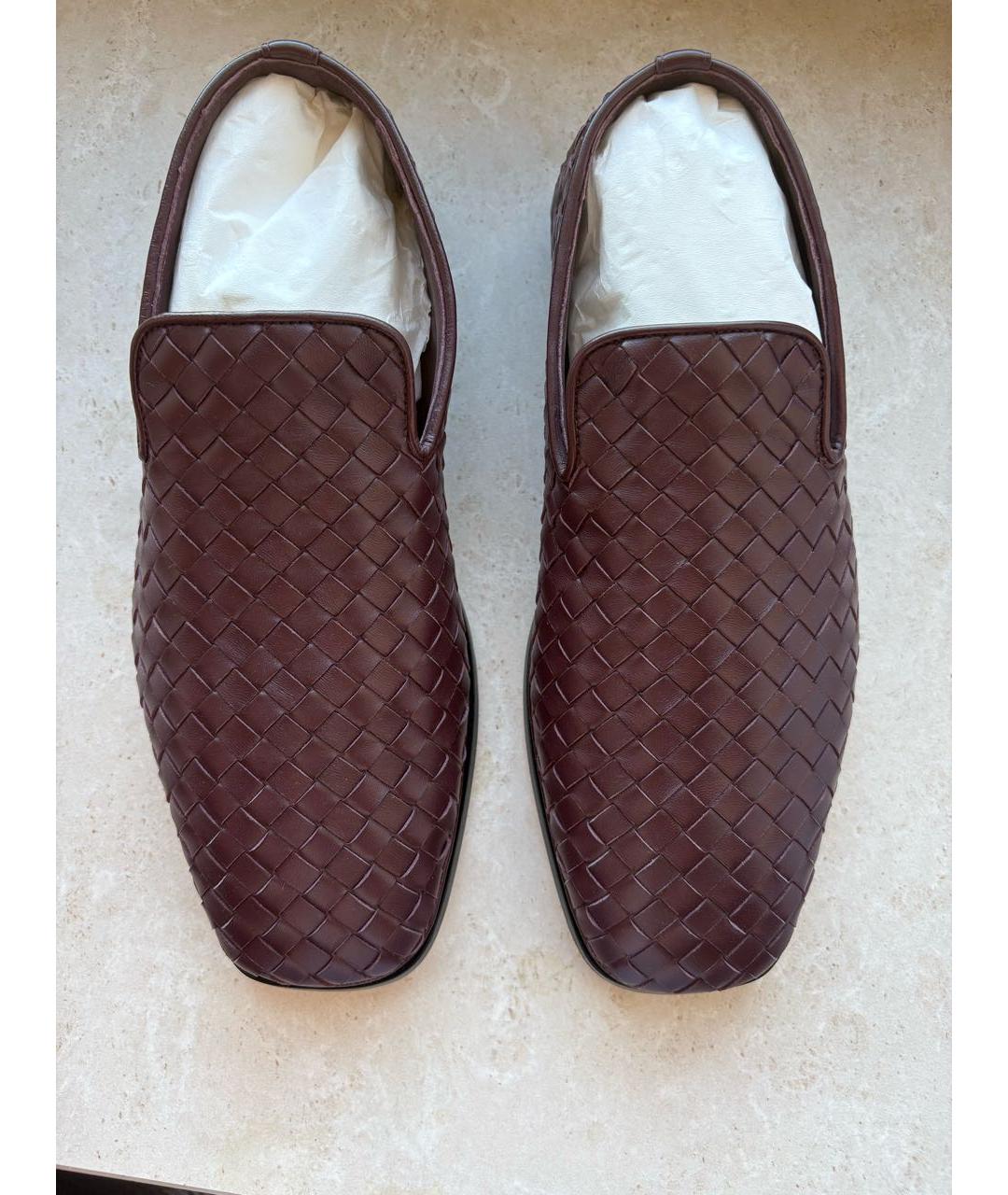 BOTTEGA VENETA Бордовые кожаные лоферы, фото 3