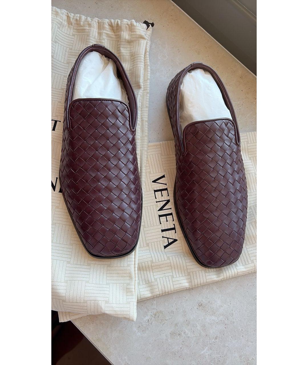 BOTTEGA VENETA Бордовые кожаные лоферы, фото 2